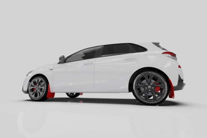 Rally Armor — Rally Armor 19-21 Hyundai Elantra GT N Line/i30 Black UR Mud Flap w/White Logo
Mud Flap - view 6