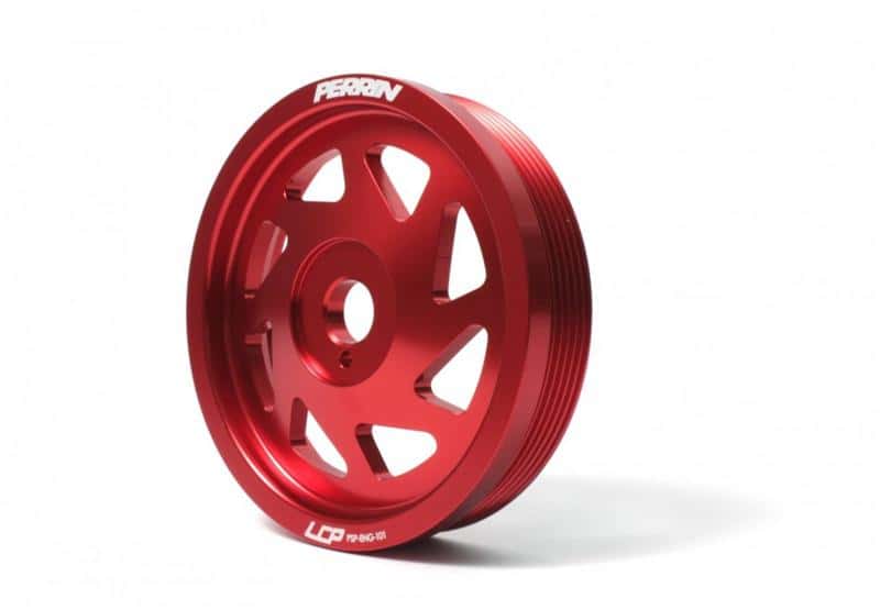 Perrin Performance — PERRIN 15-18 Subaru WRX / 13-20 BRZ / 14-18 FXT / 13-16 Crosstrek Lightened Crank Pulley - Red - view 4