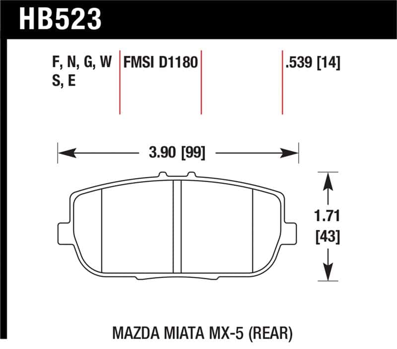 Hawk Performance — Hawk HP 06-10 Mazda Miata Mx-5 HP+ Street Rear Brake Pads
Disc Brake Pad - view 1