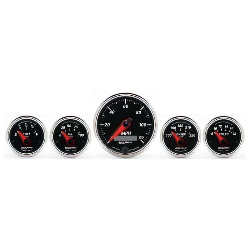 AutoMeter — Autometer Designer Black II 3-3/8in and 2-21/16in 5 pc. Electric Speedometer Gauge
5PC GA KIT DBII - view 1
