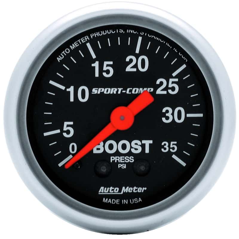 AutoMeter — Autometer Sport-Comp 52mm 35 PSI Mechanical Boost Gauge
2" BOOST, 0-35 PSI, - view 2