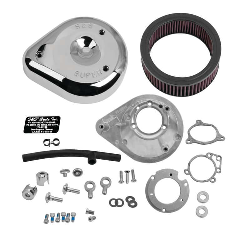 S&S Cycle — S&S Cycle 08-16 Touring Stock Bore Throttle By Wire Teardrop Air Cleaner Kit - Chrome - view 2