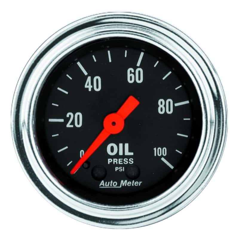 AutoMeter — Autometer Traditional Chrome 2-1/16in 100 PSI Mechanical Oil Pressure Gauge
2" OIL PRESS, 0-100 - view 1