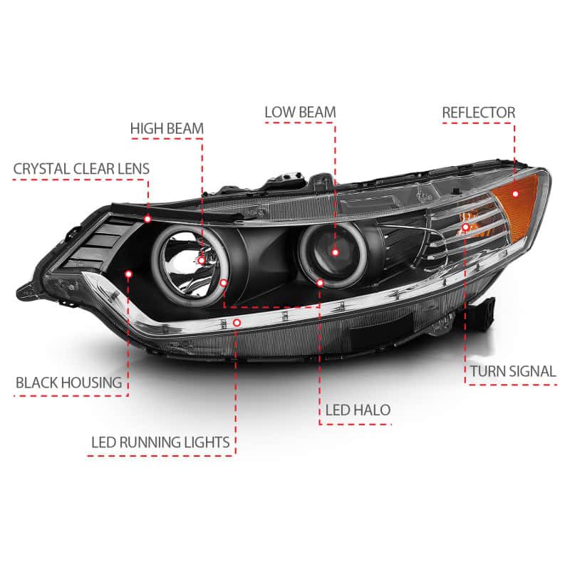 ANZO — ANZO 2009-2012 Acura TSX Projector Headlights w/ Halo Black (CCFL) (HID Compatible)
Head Light Set
HdLtSet - view 8