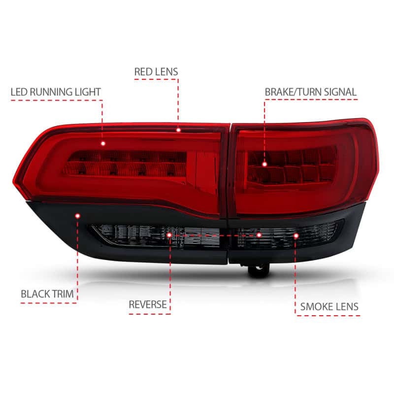 ANZO — ANZO 2014-2016 Jeep Grand Cherokee LED Taillights Red/Smoke
TailLightSet - view 7