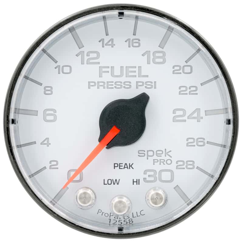 AutoMeter — Autometer Spek-Pro Gauge Fuel Press 2 1/16in 30psi Stepper Motor W/Peak & Warn Wht/Blk
GA 2" FP 30 WFB SPEK - view 1