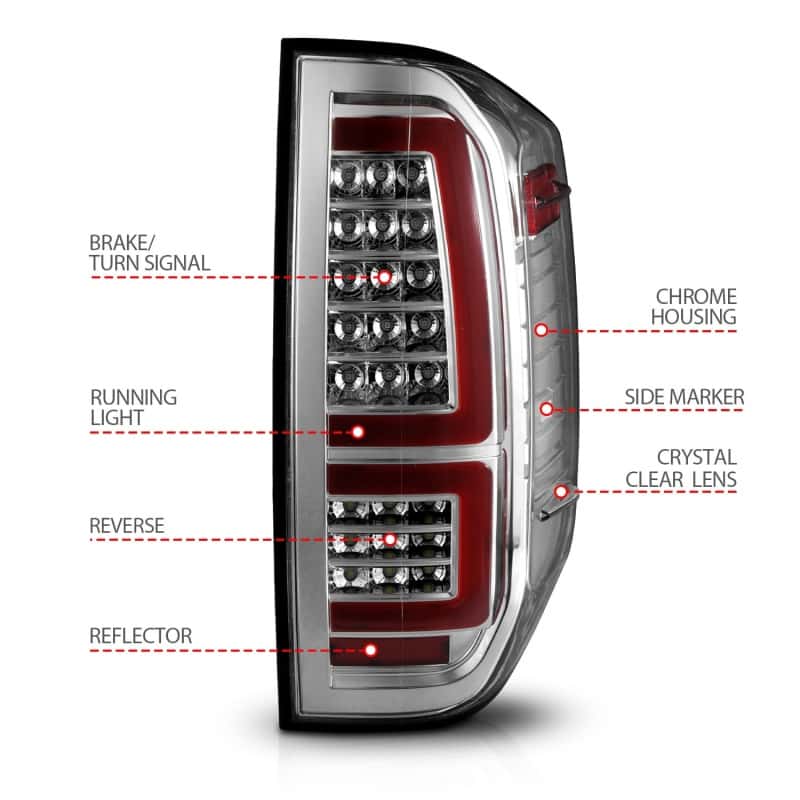 ANZO — ANZO 2014-2021 Toyota Tundra LED Taillights Chrome Housing/Clear Lens - view 5