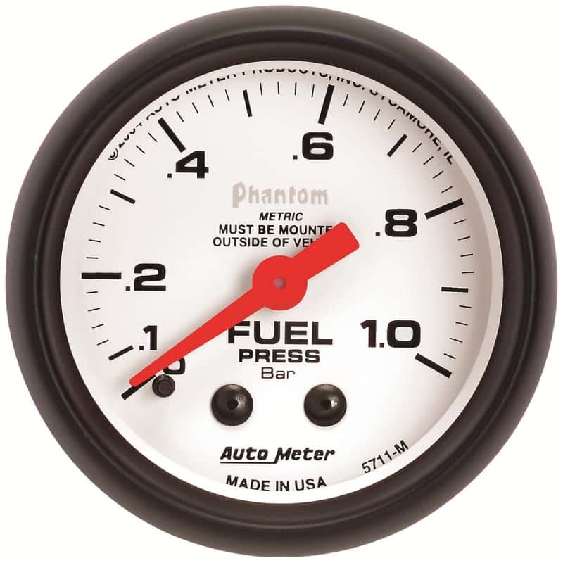 AutoMeter — Autometer Phantom 2-1/16in 0-1.0 Bar Mechanical Fuel Pressure Gauge
2" FUEL PRESS, 0-1.0 - view 4