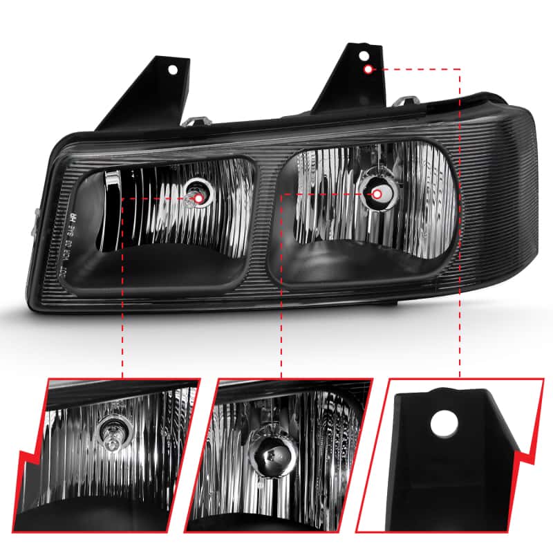 ANZO — ANZO 2003-2017 Chevy Express Crystal Headlight Black
Head Light Set - view 5