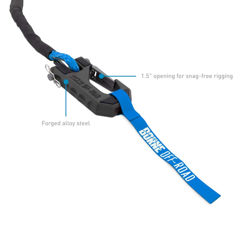 Borne Off-Road — Borne Off-Road Winch Hook - 3/8in Rope - Hand Strap - Blue - view 3
