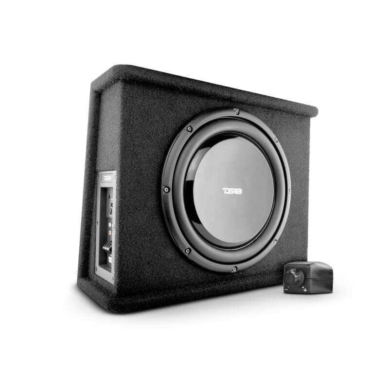 DS18 — DS18 Single 12in Shallow Subwoofer and Enclosure 350 Watts RMS Amplified Sealed Black Carpet - view 1