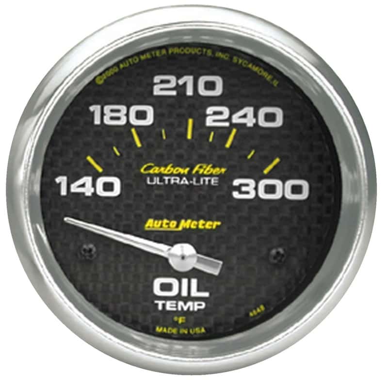 AutoMeter — Autometer Carbon Fiber Oil Temp 66.7mm 2 5/8in Short Sweep Electronic 300 Deg F Temperature Gauge
GA 2.6" OILT ELEC CF - view 1