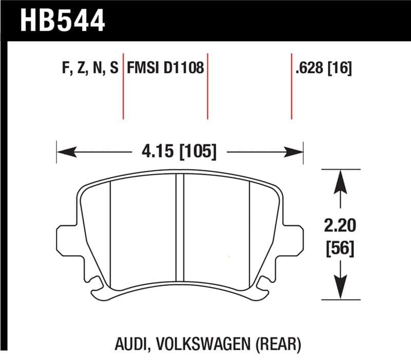 Hawk Performance — Hawk 06 Audi A6 Quattro Avant / 06-09 A6 Quattro  HP+ Rear Brake Pads
Disc Brake Pad - view 1