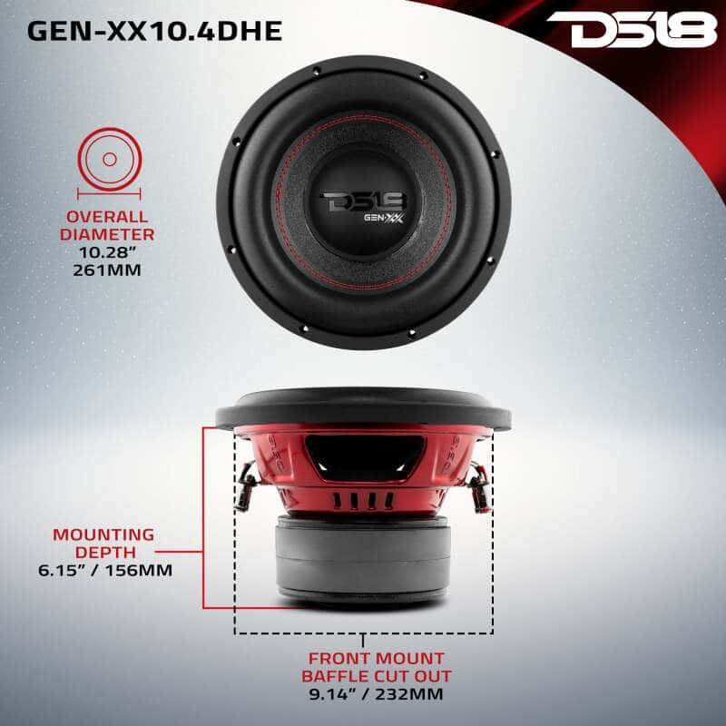 DS18 — DS18 10in 500 Watts RMS 4 ohm DVC Double Stacked Magnet High Excursion Subwoofers - view 2