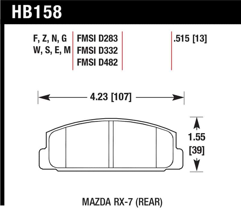 Hawk Performance — Hawk 2003-2005 Mazda 6 HPS 5.0 Rear Brake Pads
Disc Brake Pad - view 1