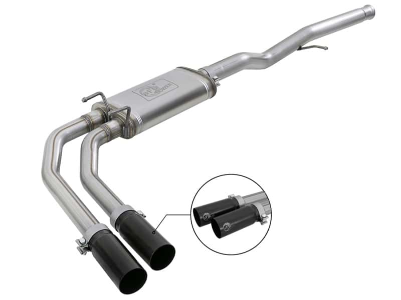 aFe — aFe Rebel Series 3in to 2.5in 409 SS Cat-Back Exhaust w/ Black Tips 09-18 GM Silverado/Sierra 5.4L
Cat-Back Exhaust - view 1