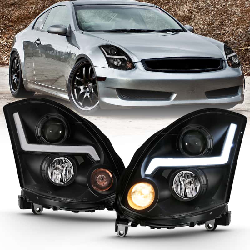 ANZO — ANZO 2003-2007 Infiniti G35 Projector Headlight Plank Style Black (HID Compatible, No HID Kit )
Head Light Set
HdLtSet - view 2