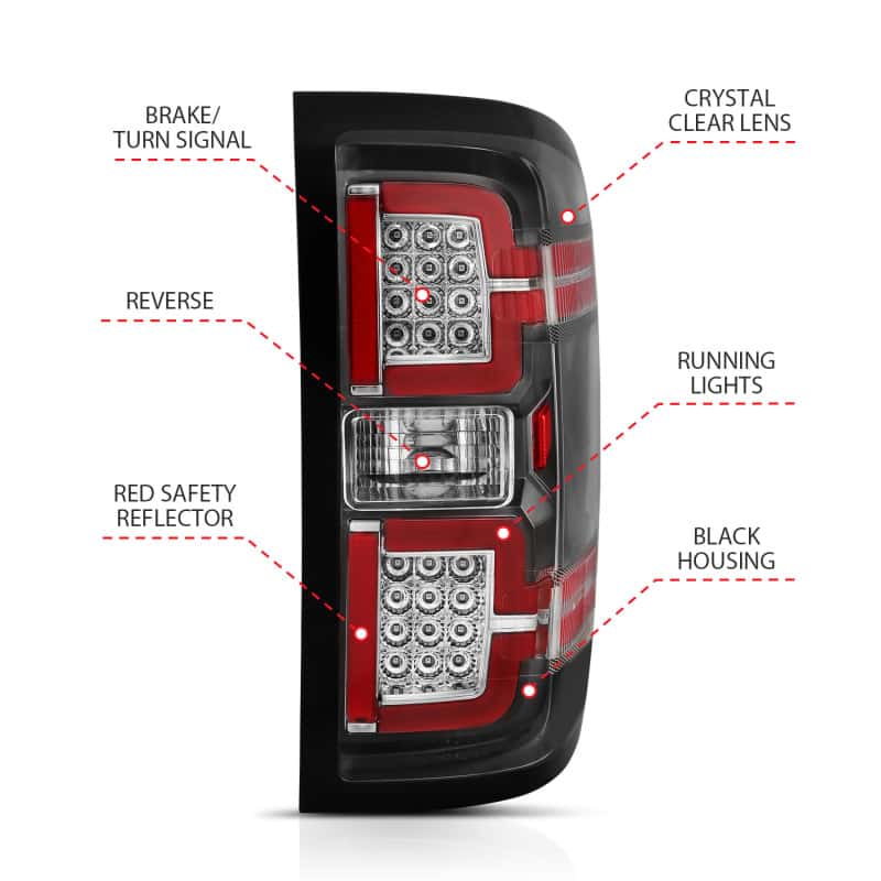 ANZO — ANZO 2014-2018 Chevy Silverado 1500 LED Taillights Black
Tail Light Set
LED Taillights - view 10