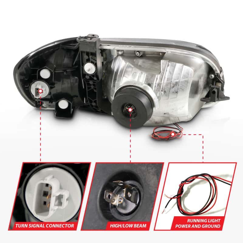ANZO — ANZO 00-04 Toyota Tundra (Reg/Acc Cab Only) Crystal Headlights w/Lgt Bar Chrome w/Corner Lights 2pc
Head Light Set
HdLtSet - view 5