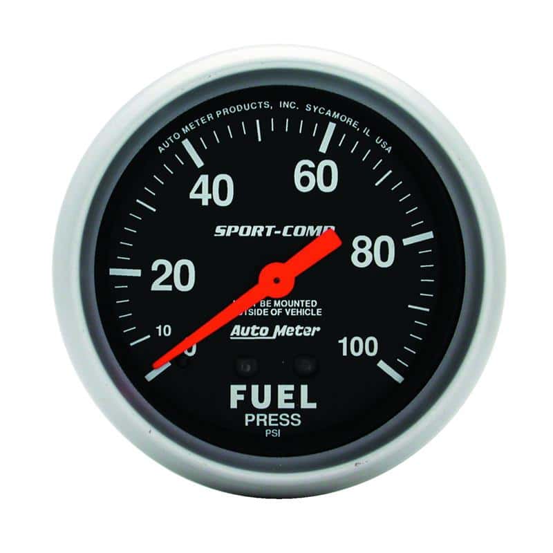 AutoMeter — Autometer Sport-Comp 2 5/8in 100psi Mechanical Fuel Pressure Gauge
2-5/8" FUEL PRESS, 0 - view 2