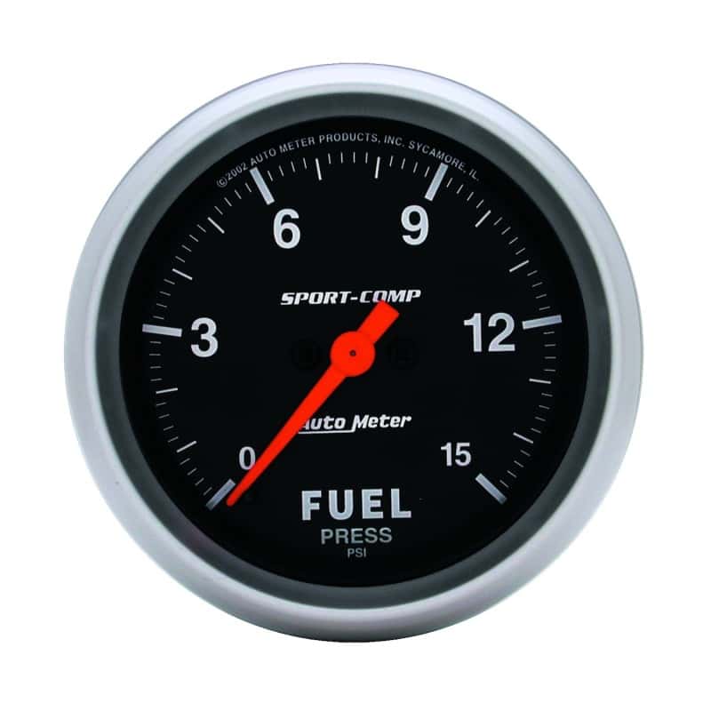 AutoMeter — AutoMeter Gauge Fuel Pressure 2-5/8in. 15PSI Digital Stepper Motor Sport-Comp
2-5/8" FUEL PRESS, 0 - view 1