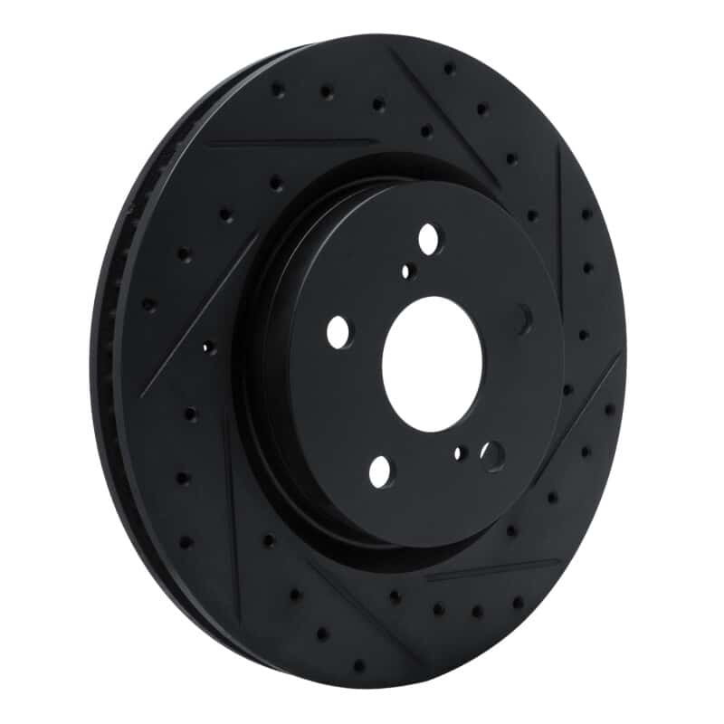 R1 Concepts — R1 18-25 Lexus UX250h Front Right Drilled & Slotted Black Brake Rotor - view 3