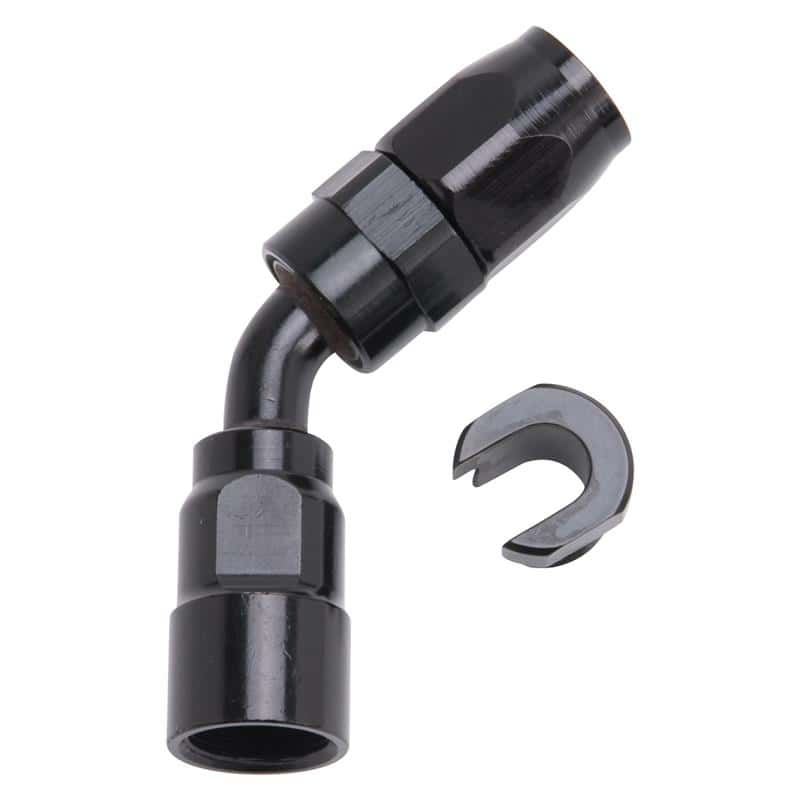 Russell — Russell Performance 3/8in SAE Quick Disc Female to -6 Hose Black 45 Degree Hose End
Hose End - view 2