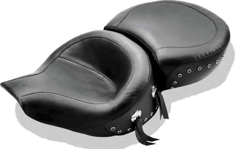 Mustang Motorcycle — Mustang 94-96 Harley Road King Standard Touring 1PC Seat w/Black Pearl Studs - Black - view 2