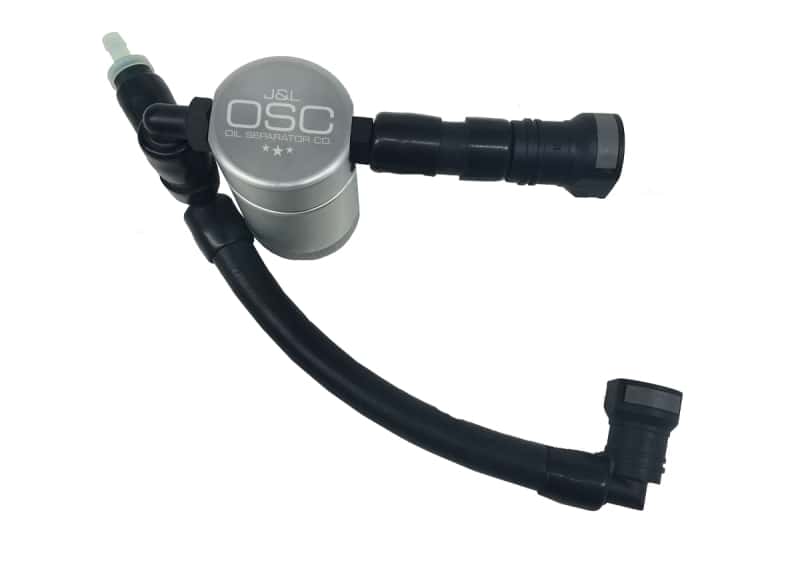 J&L — J&L 11-17 Ford Mustang GT (w/Roush/VMP S/C) Passenger Side Oil Separator 3.0 - Clear Anodized
Oil Separator - view 1