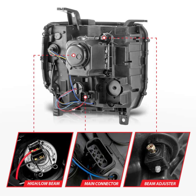 ANZO — ANZO 14-15 GMC Sierra 1500/2500HD/3500HD Plank Style Projector Headlight - Chrome Housing
Head Light Set
HdLtSet - view 11