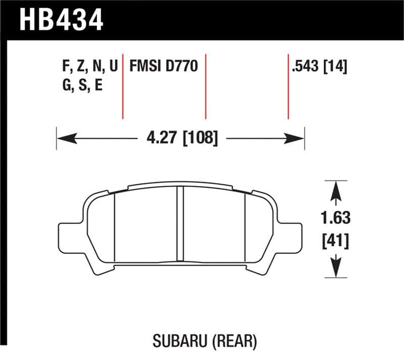Hawk Performance — Hawk 02-03 WRX / 05-08 LGT D770 Performance Ceramic Street Rear Brake Pads
Disc Brake Pad - view 1