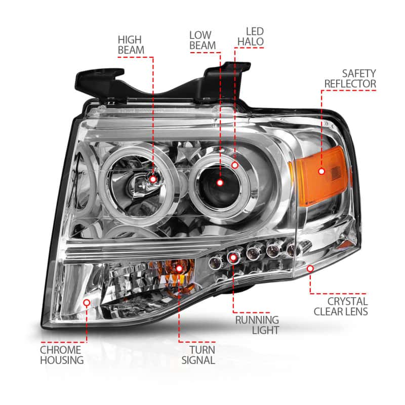 ANZO — ANZO 2007-2014 Ford Expedition Projector Headlights Chrome
Head Light Set
HdLtSet - view 8