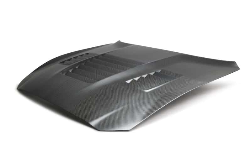 Anderson Composites — Anderson Composites 15-19 Ford Mustang Shelby GT350 Type-CR Double Sided Carbon Fiber Hood - view 3
