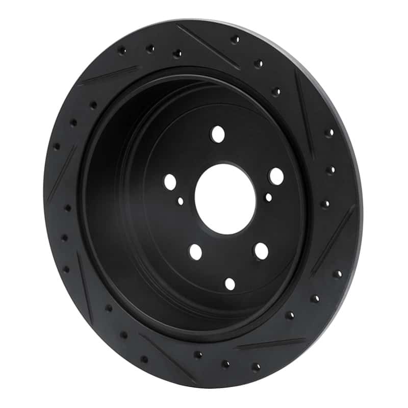 R1 Concepts — R1 10-20 Lexus RX450h Rear Left Drilled & Slotted Black Brake Rotor
R1 Brake Rotor Drill - view 4