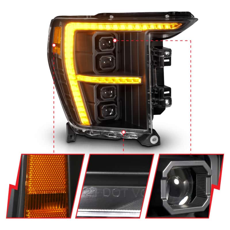 ANZO — ANZO 21-23 Ford F-150 (w/Factory Halogen) Z-Series Full LED Proj Headlights - Pass. Side ONLY - view 2
