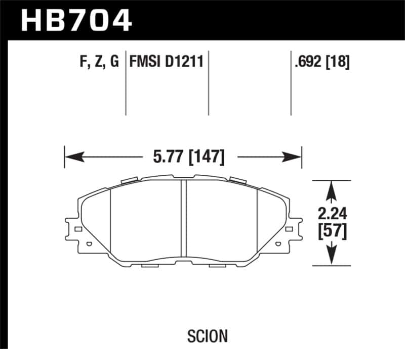 Hawk Performance — Hawk 09-10 Pontiac Vibe 2.4L / 11-12 Scion tC HPS Front Street Brake Pads
Disc Brake Pad - view 1