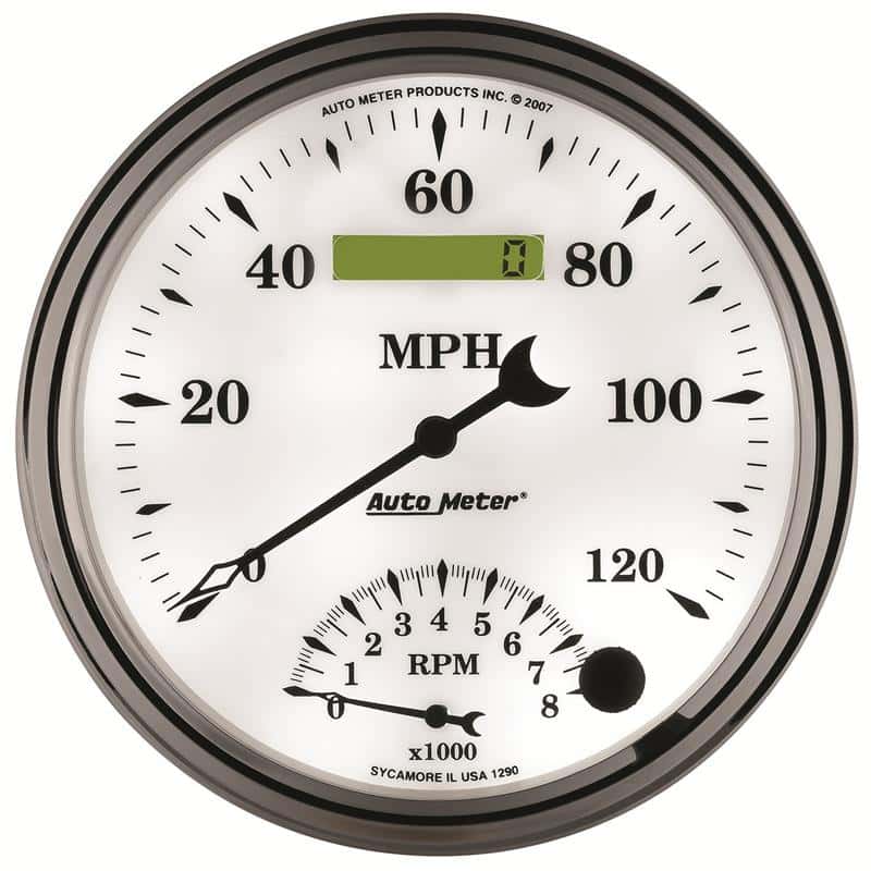 AutoMeter — AutoMeter Gauge Tach/Speedo 5in. 120MPH & 8K RPM Elec. Program Old Tyme White II
5" TACH/SPEEDO COMBO - view 5