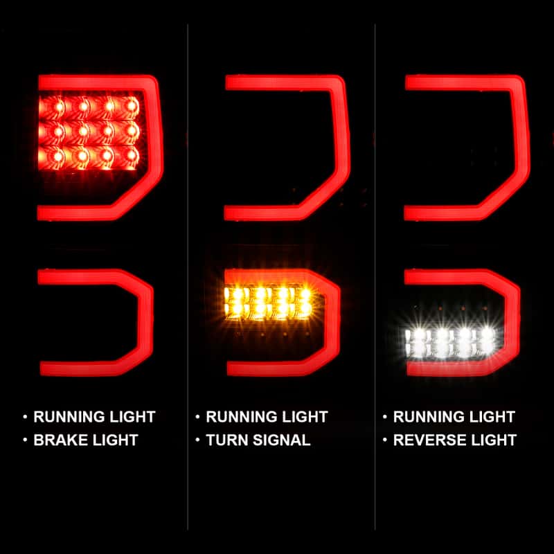 ANZO — ANZO 2007-2013 Toyota Tundra LED Taillights Plank Style Black w/Clear Lens - view 10