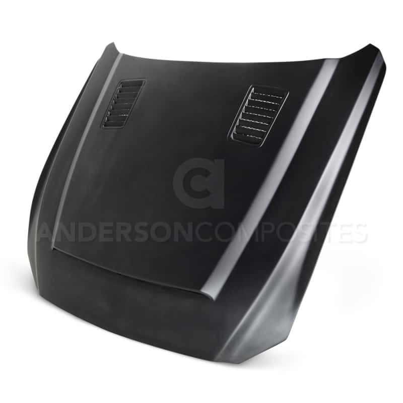 Anderson Composites — Anderson Composites 2015-2017 Ford Mustang (Excl. GT350/GT350R) Super Snake Style Hood Fiberglass - view 1