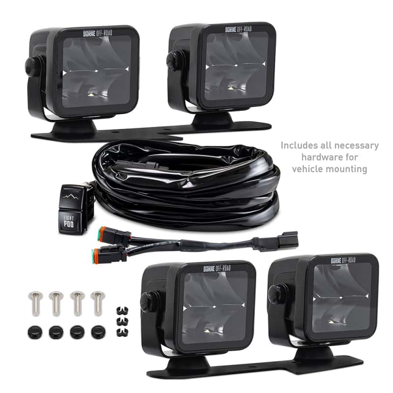 Borne Off-Road — Borne Off-Road 21+ Bronco Light Pods 4pc Ditch 3x3 Spot - view 8