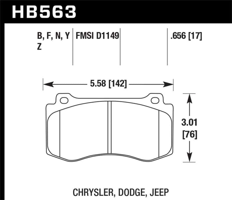 Hawk Performance — Hawk 06-07 Dodge Magnum SRT8 / 06-09 Challenger SRT8 / 05-07/09 Chrysler 300 C SRT8 HP Plus Street F
Disc Brake Pad - view 2