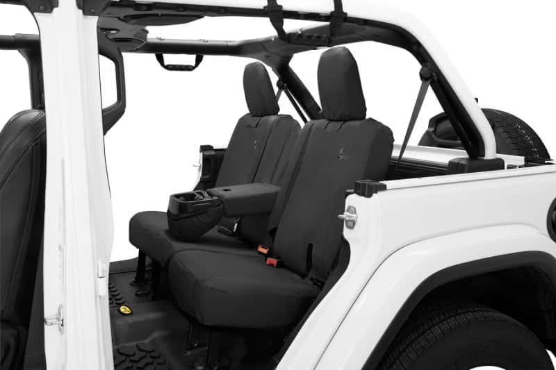 Bestop — Bestop 18-23 Jeep Wrangler JL 4-Door Exc. 4Xe Rear W/ Fold Down Arm Rest Seat Covers (Black Diamond) - view 2
