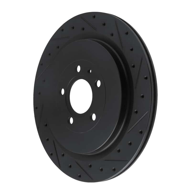 R1 Concepts — R1 13-14 Ford Mustang Rear Right Drilled & Slotted Black Brake Rotor
R1 Brake Rotor Drill - view 2
