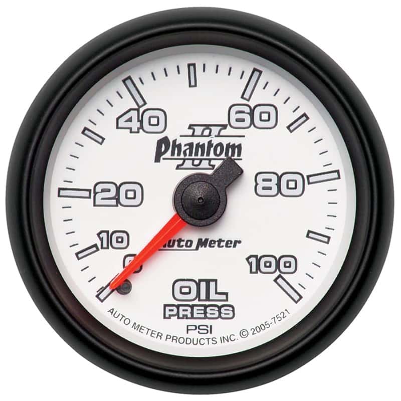 AutoMeter — Autometer Phantom II 52.4mm Mechanical 0-100psi Oil Pressure Gauge
2-1/16" OIL PRESS, 0 - view 1