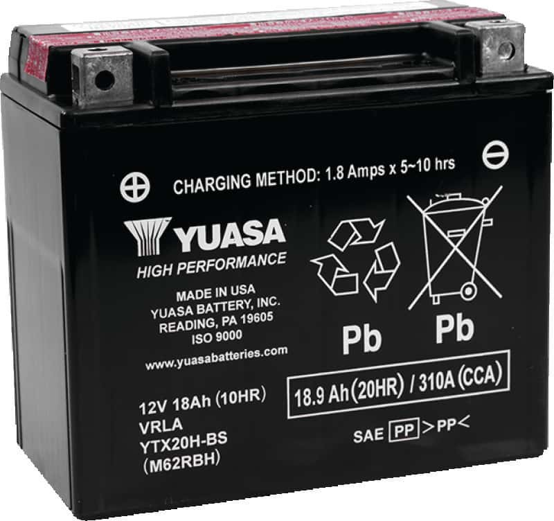 Yuasa Battery — Yuasa YTX20H-BS High Performance AGM 12-Volt Battery w/Bottle - view 1