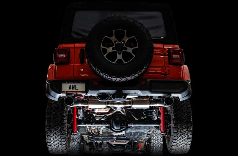 AWE Tuning — AWE Tuning 2018+ Jeep Wrangler JL/JLU Tread Edition Axle-Back Dual Exhaust - Diamond Black Tips
Tread Exhaust - view 4