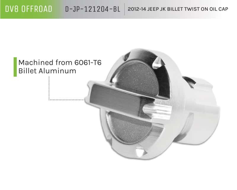 DV8 Offroad — DV8 Offroad 2012-14 Jeep JK Twist On Billet Oil Cap
Cap - view 3