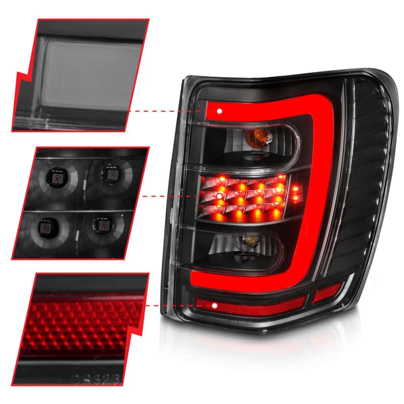 ANZO — ANZO 1999-2004 Jeep Grand Cherokee LED Tail Lights w/ Light Bar Black Housing Clear Lens - view 4