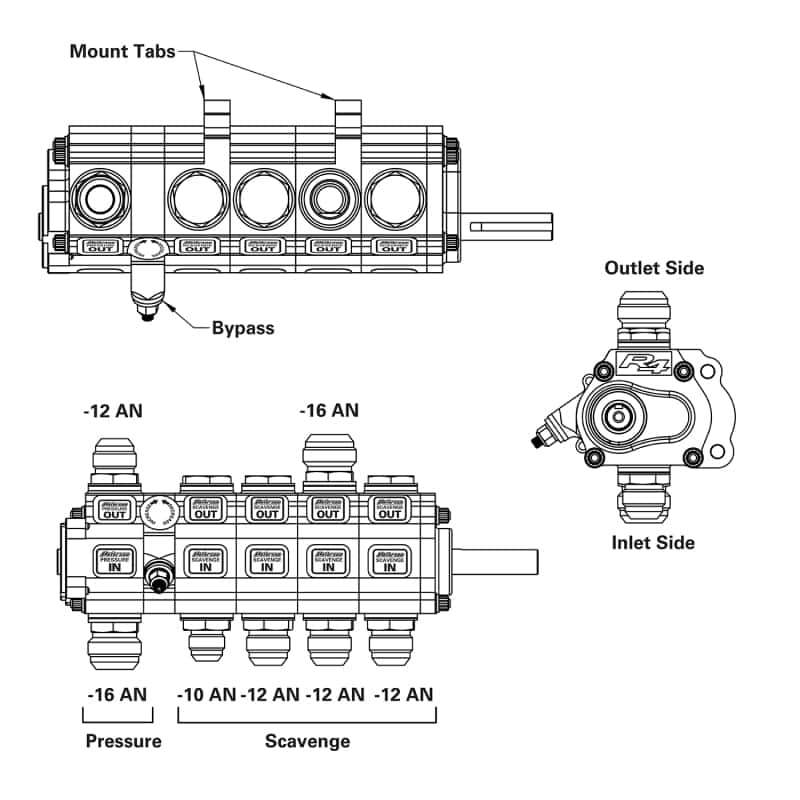 Peterson Fluid Systems — Peterson Fluid Systems R4 5-Stage Oil Pump - BH - HV - Rear Drive
R4 Oil Pump 5 Stage - view 2