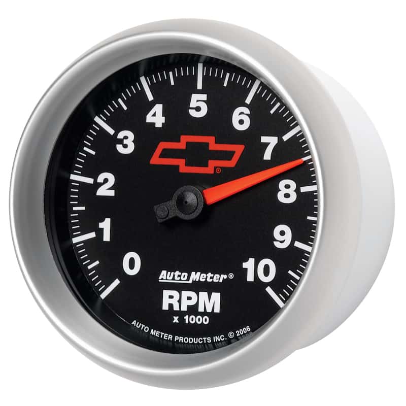 AutoMeter — AutoMeter Gauge Tachometer 3-3/8in. 10K RPM In-Dash Chevy Red Bowtie Black
3-3/8" TACH, 10,000 - view 10
